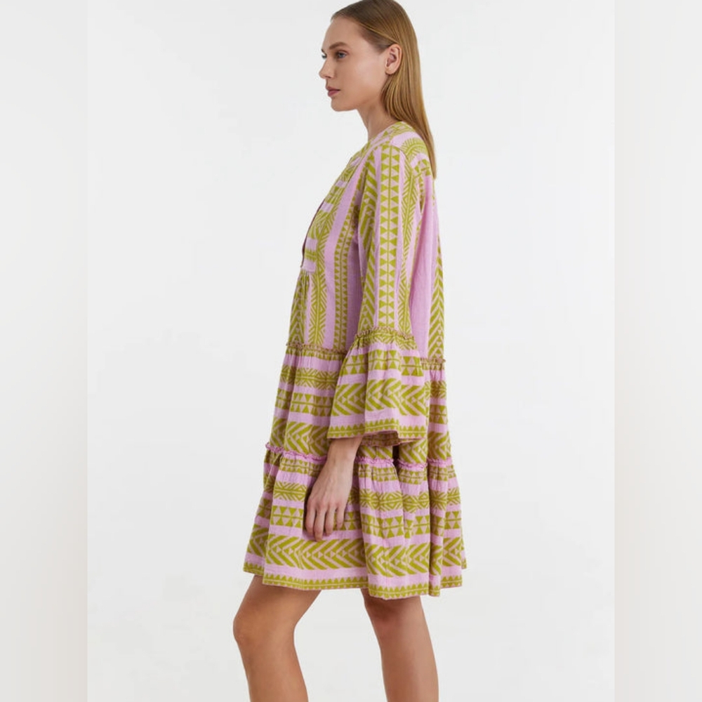 Devotion Twins Midi Dress Green Pink NWT Sz S - Picture 2 of 11